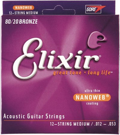 Elixir 11172 Nanoweb Coated 80/20 Bronze Acoustic 12 String Med 12-53