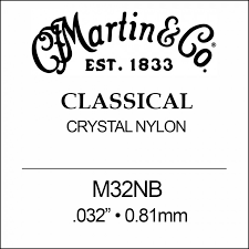 Martin M32NB B-2nd Clear Nylon Ball End Classical single string. 032" - 0.81mm