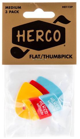 Dunlop Herco Flat Thumbpick Guitar Picks HE112P Medium 3 Picks