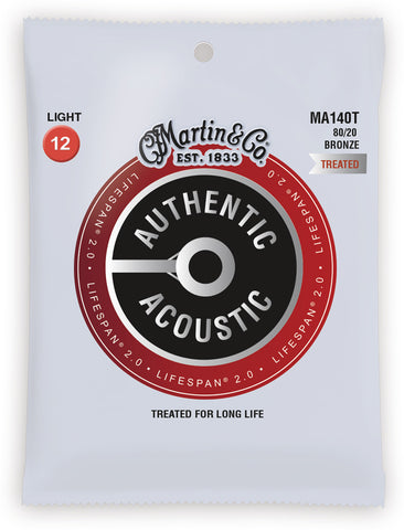 Martin MA140T Lifespan Treated 80/20 Bronze Authentic Acoustic Guitar Strings Light 12-54