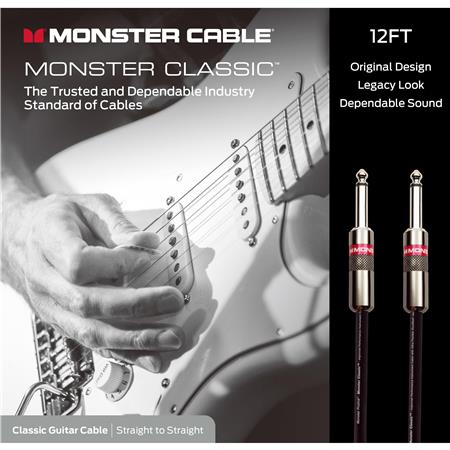 Monster Cable 12' Classic Guitar Cable, Straight to Straight, CLAS-1-12WW