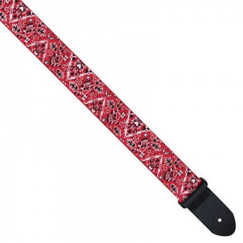 Perris Leathers Jacquard Red Bandana Guitar Strap W/Leather Ends, PTWS6537