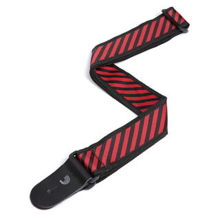 D'Addario Polypropylene Guitar Strap w/ Stripe Jacquard, Red 50SJP03