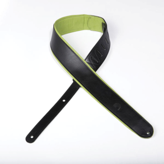 D'Addario Deluxe Leather Guitar Strap, Color Padded, Green 25PLC02-DX