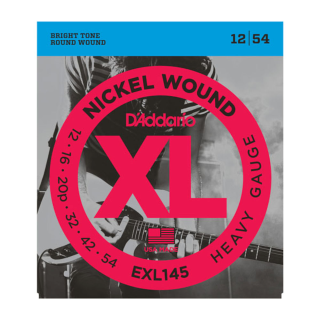 D'Addario Nickel Wound Electric Guitar Strings, Heavy, 12-54 with Plain Steel 3rd EXL145